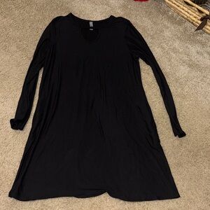 Black Long Sleeve Swing Dress Honeyme